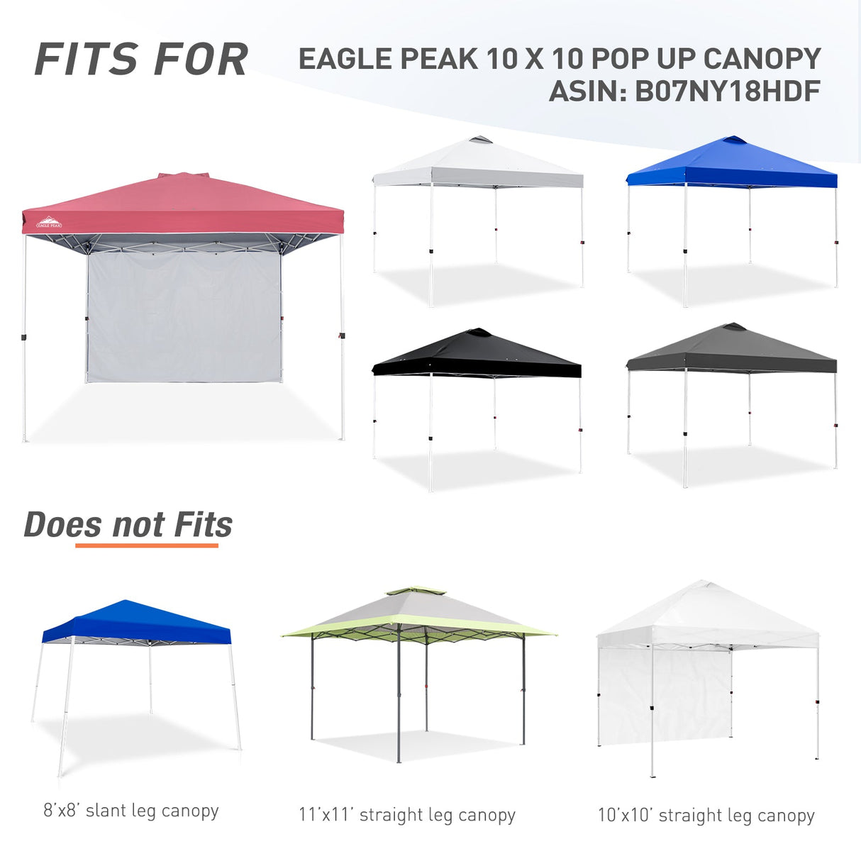 Canopy SunWall for E100 10x10 Straight Leg Pop Up Canopy, 1 Sidewall - Eagle Peak Custom Canopy Tent
