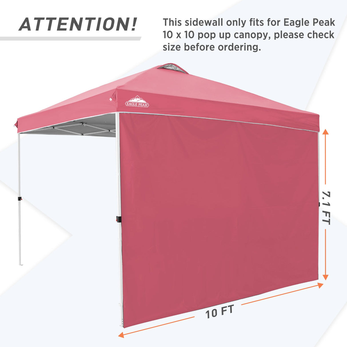 Canopy SunWall for E100 10x10 Straight Leg Pop Up Canopy, 1 Sidewall - Eagle Peak Custom Canopy Tent