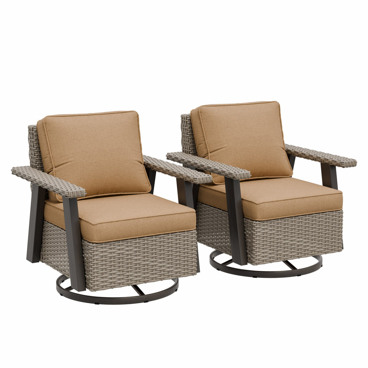 Classic Wicker 360° Swivel Glider Chair,Set of 2, Beige/Beige, Red, Dark Blue, Tan, Black - Eagle Peak Custom Canopy Tent