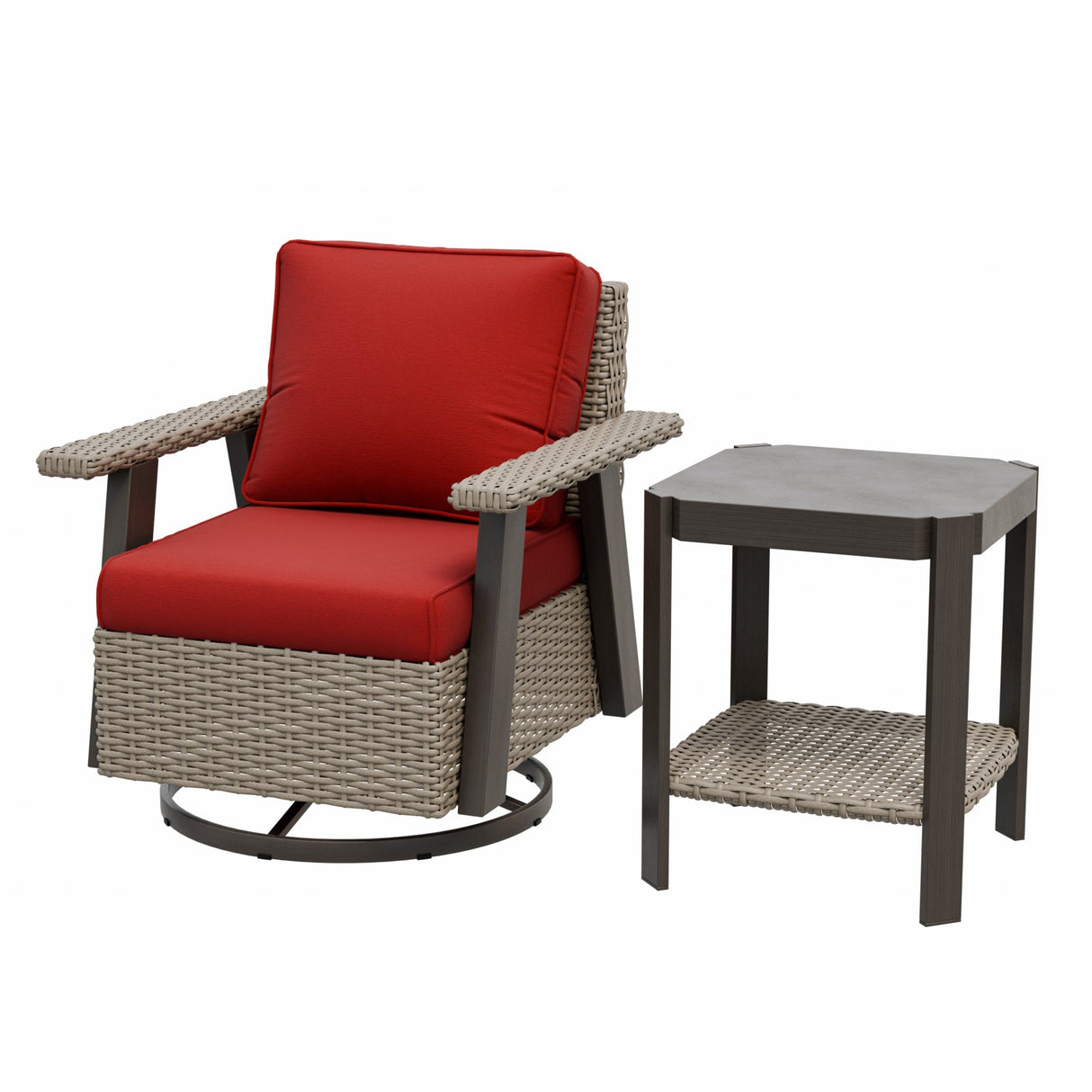 Classic Wicker Patio Bistro Set of 2, Beige/Beige, Red, Dark Blue, Tan, Black - Eagle Peak Custom Canopy Tent