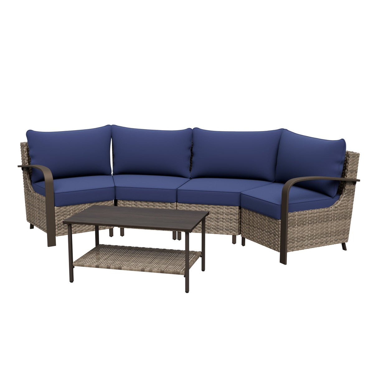 Coastal Vista Outdoor Patio Furniture Set w/ Sectional Sofas, and Coffee Table, Seats 4 - Eagle Peak Custom Canopy Tent