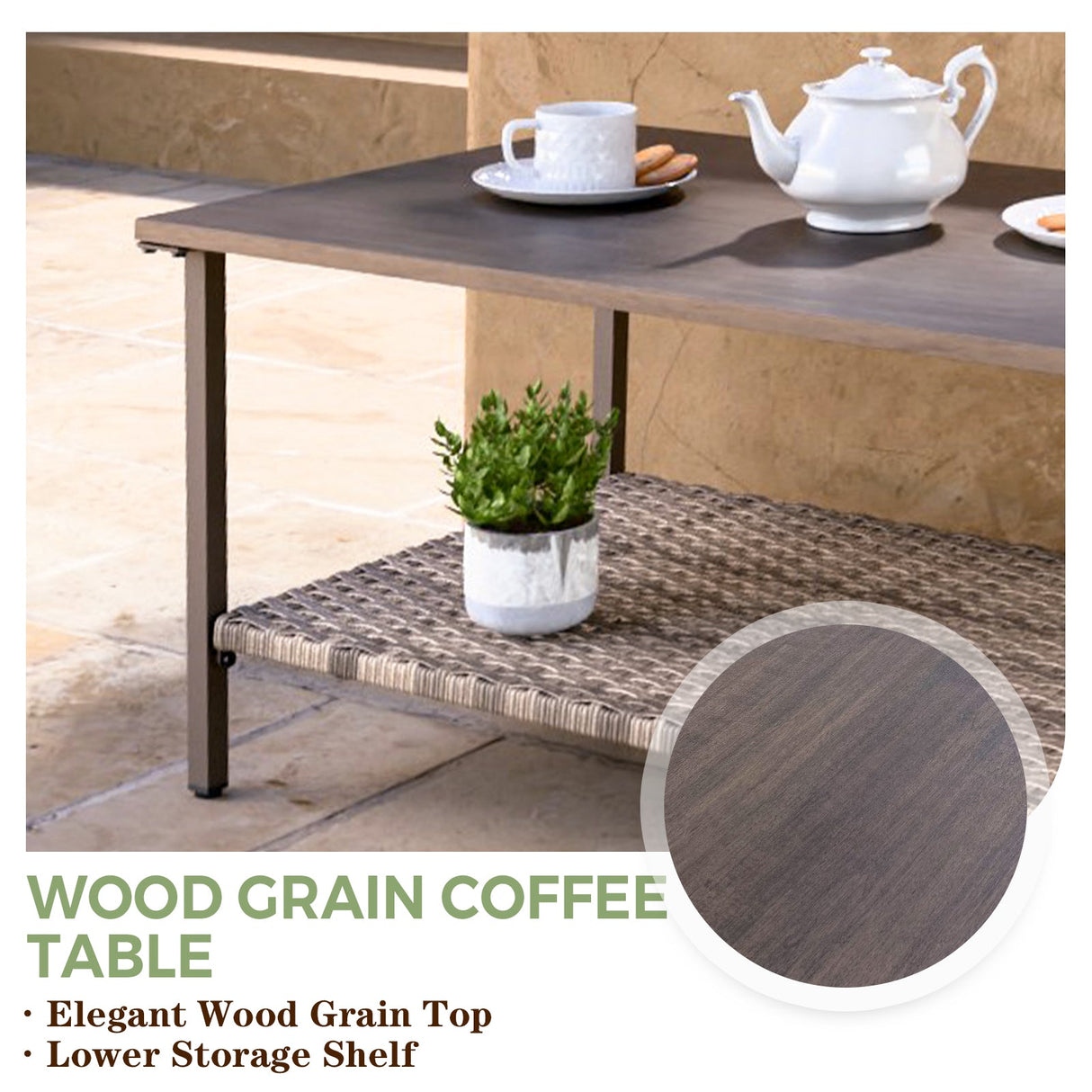 Coastal Vista Outdoor Patio Furniture Set w/ Sectional Sofas, and Coffee Table, Seats 5 - Eagle Peak Custom Canopy Tent