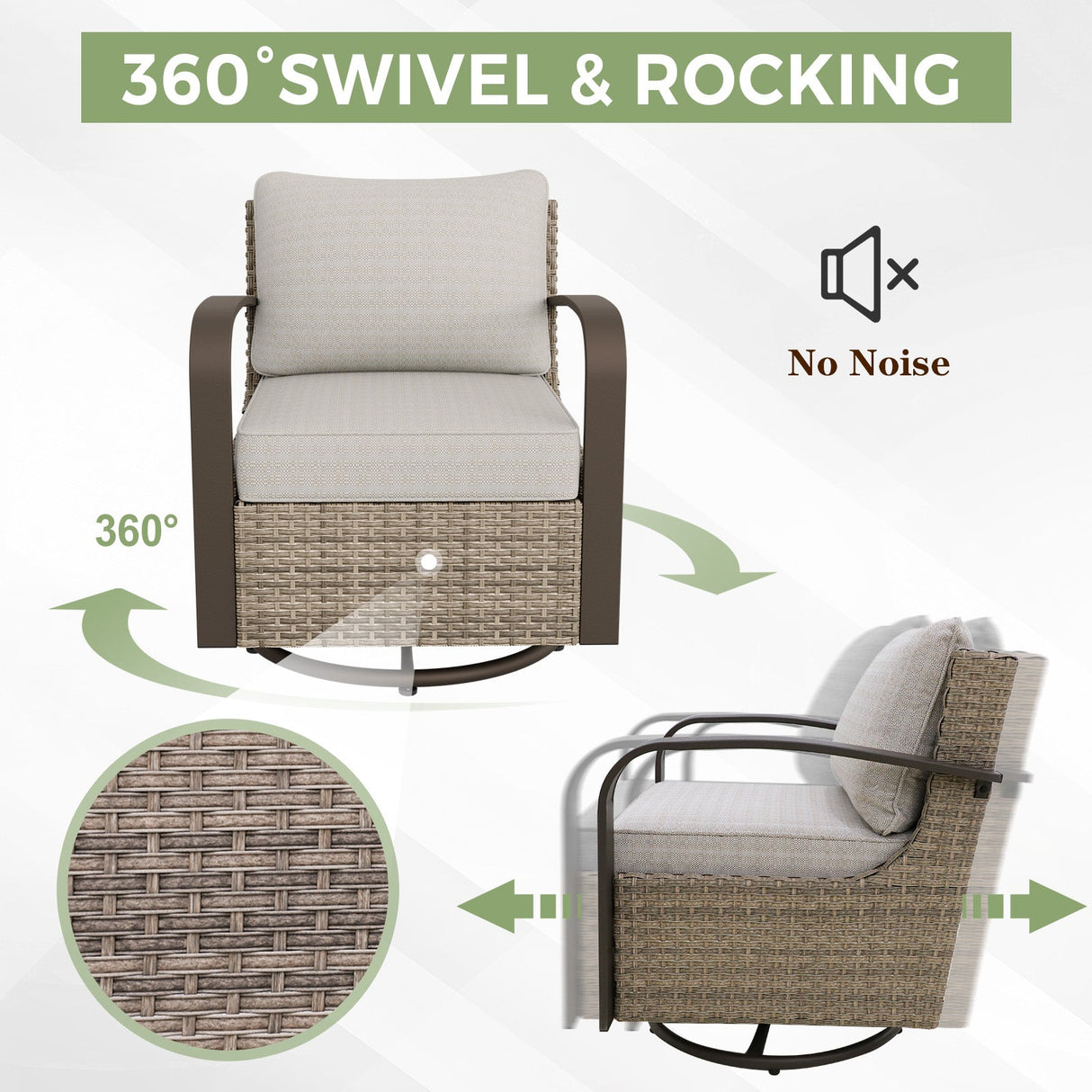 Coastal Vista Patio Furniture Set w/Swivel Rocker Chairs, Seats 6 - Eagle Peak Custom Canopy Tent