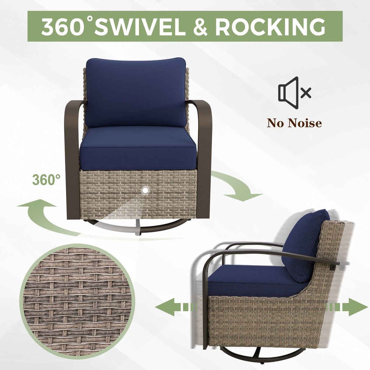 Coastal Vista Patio Furniture Set w/Swivel Rocker Chairs, Seats 6 - Eagle Peak Custom Canopy Tent