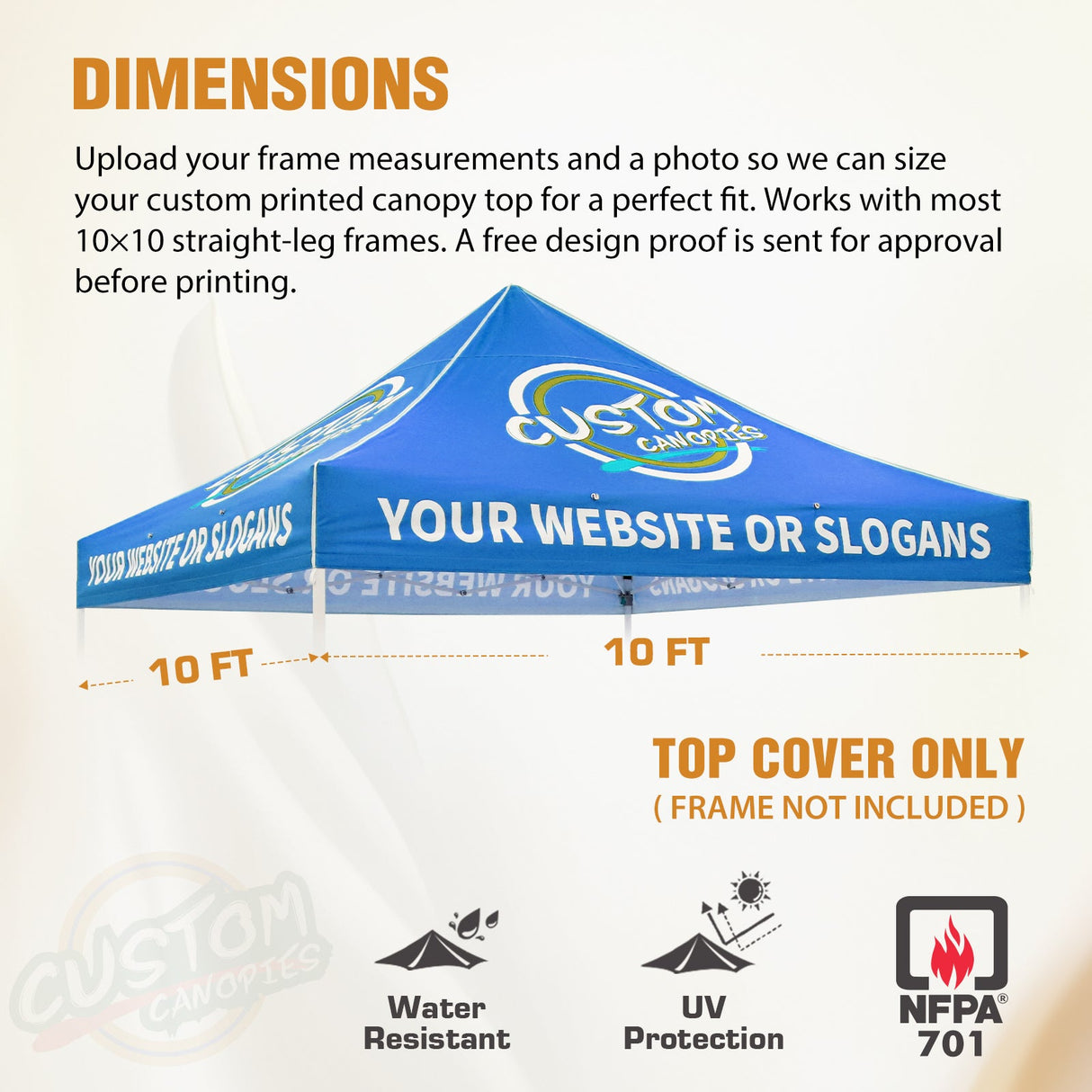 Custom Canopy Top Cover with Sidewall to Fit Your 10x10 Canopy Frame - Eagle Peak Custom Canopy Tent