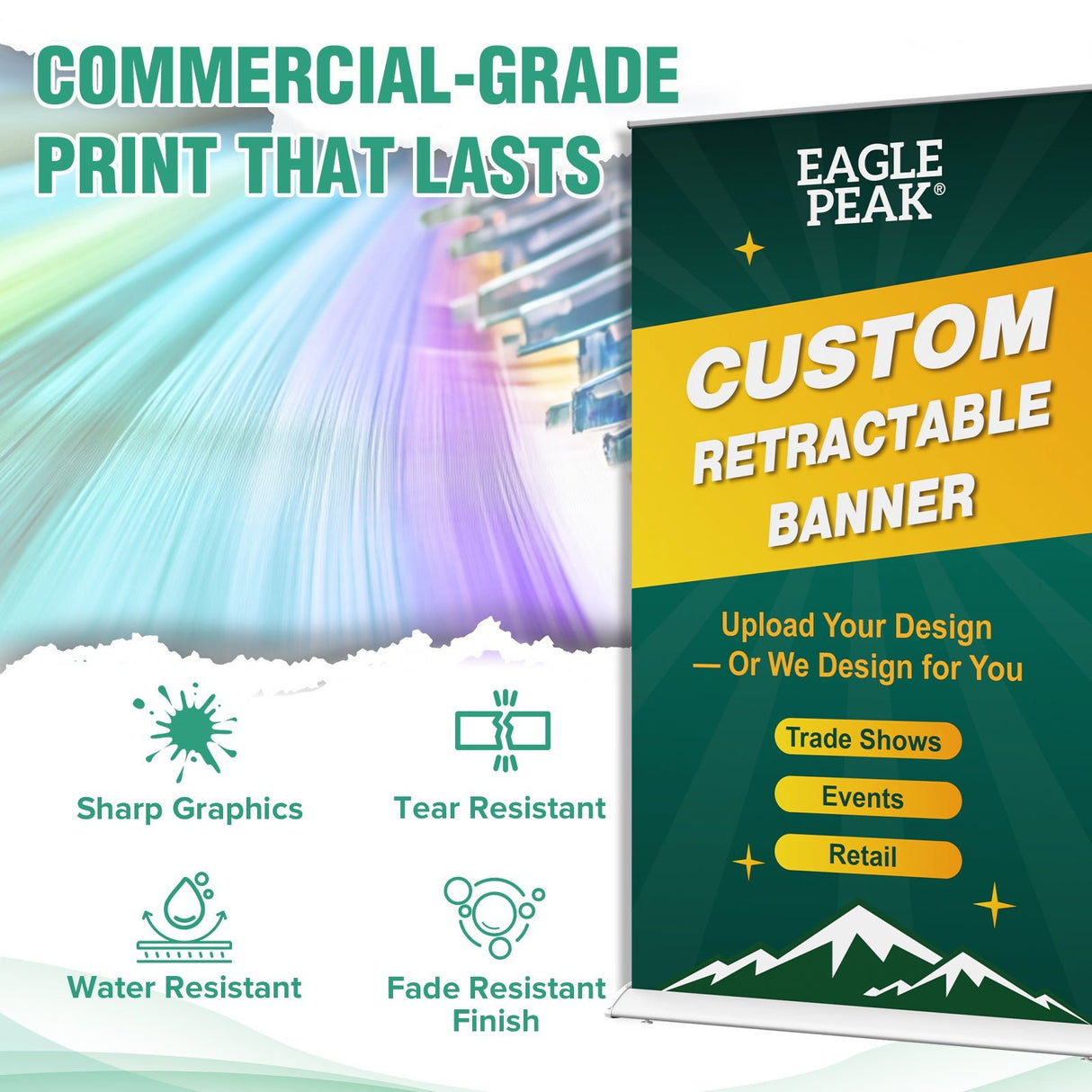 Custom Retractable Banner Stand with Your Business Logo - Eagle Peak