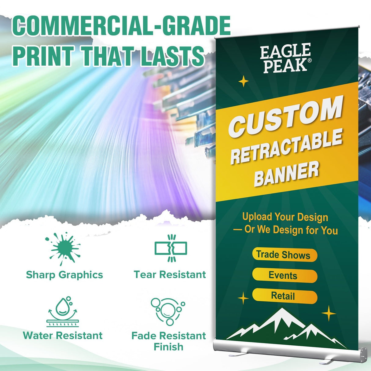 Custom Retractable Banner Stand with Your Business Logo - Eagle Peak