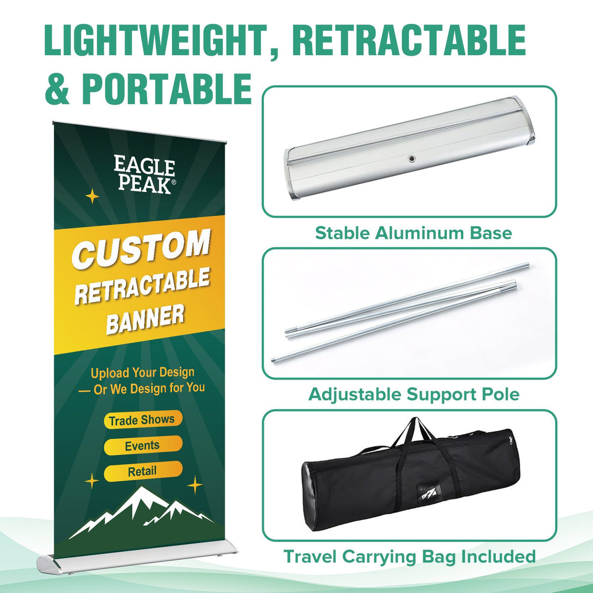Custom Retractable Banner Stand with Your Business Logo - Eagle Peak