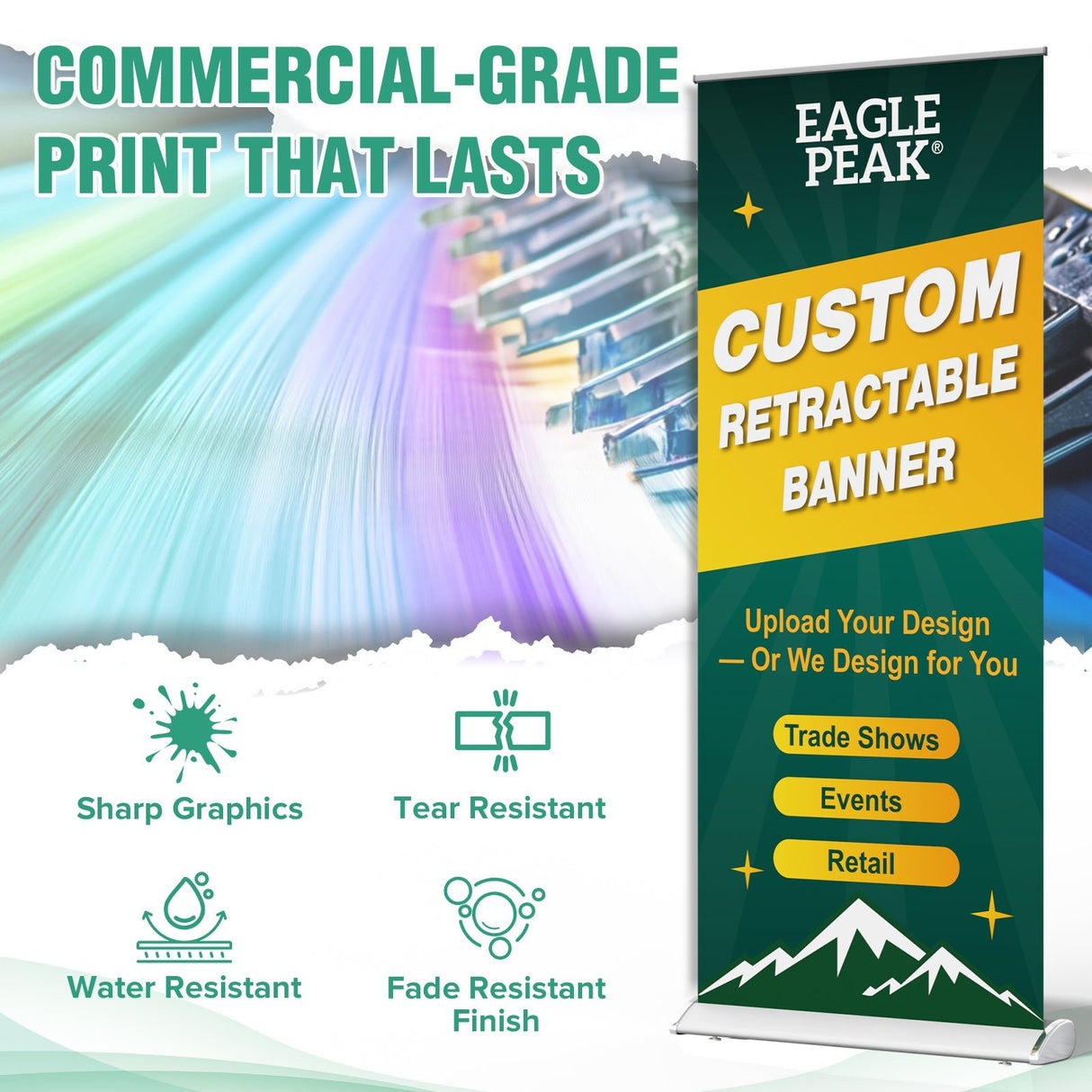 Custom Retractable Banner Stand with Your Business Logo - Eagle Peak