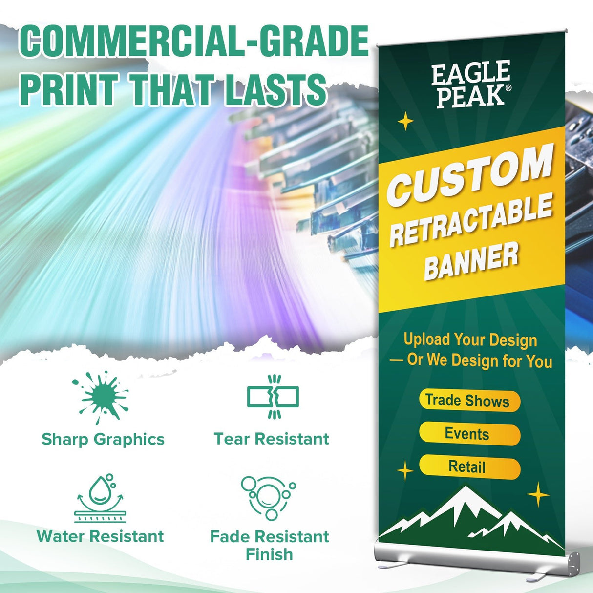 Custom Retractable Banner Stand with Your Business Logo - Eagle Peak