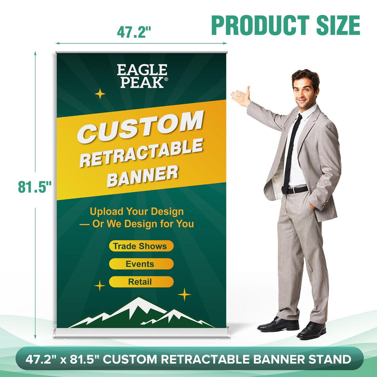 Custom Retractable Banner Stand with Your Business Logo - Eagle Peak