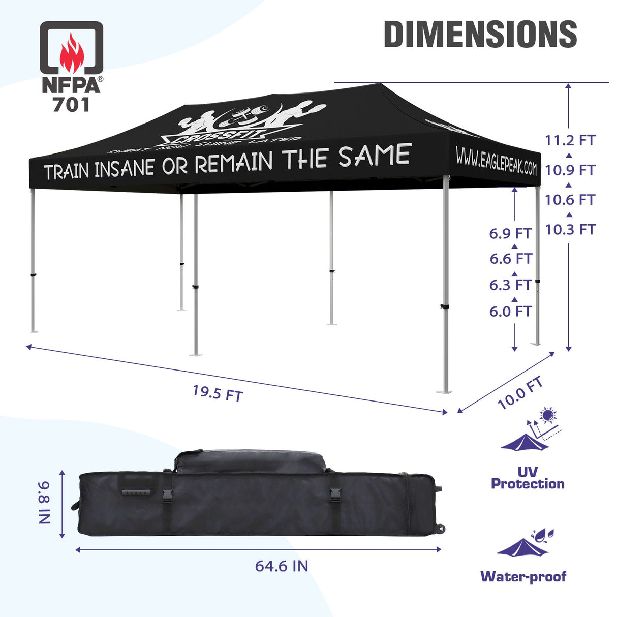 EAGLE PEAK 40mm Hex Leg Aluminum Commercial Custom Canopy Tent 10x20 - CLICK TO CONFIGURE - Package Prices Start at $1399.00 - Eagle Peak Custom Canopy Tent