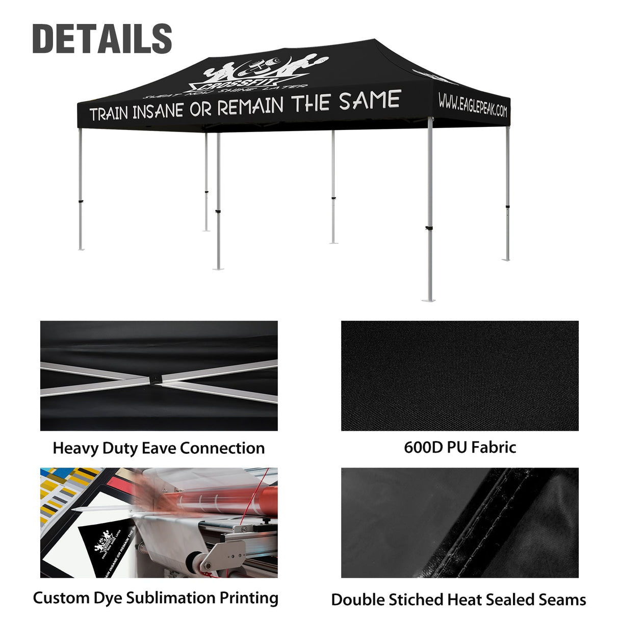 EAGLE PEAK 40mm Hex Leg Aluminum Commercial Custom Canopy Tent 10x20 - CLICK TO CONFIGURE - Package Prices Start at $1399.00 - Eagle Peak Custom Canopy Tent