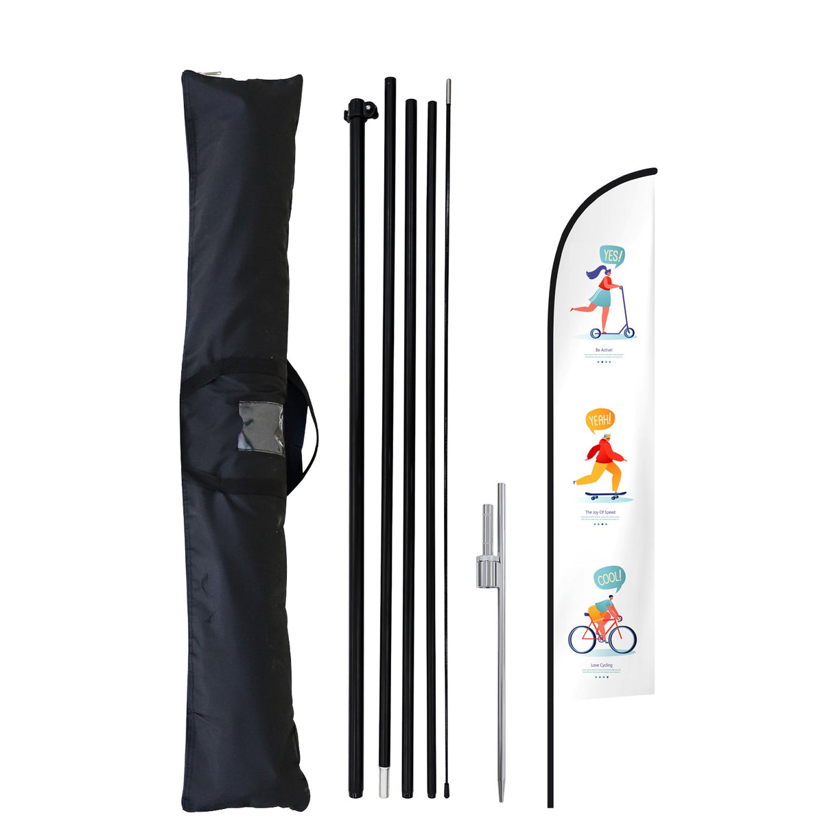 EAGLE PEAK Custom Printed Feather Flags with Your Logo and Design, Personalized Advertising Flags for Marketing, with Ground Spike & Carry Bag, 11.2x2.0 ft - Eagle Peak Canopy and Outdoor Products