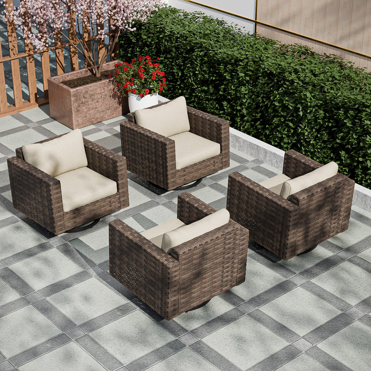 EAGLE PEAK Harbor Haven 1 PC, 2 PCS, 4 PCS Wicker Swivel Rocker Patio Chair - Eagle Peak Custom Canopy Tent