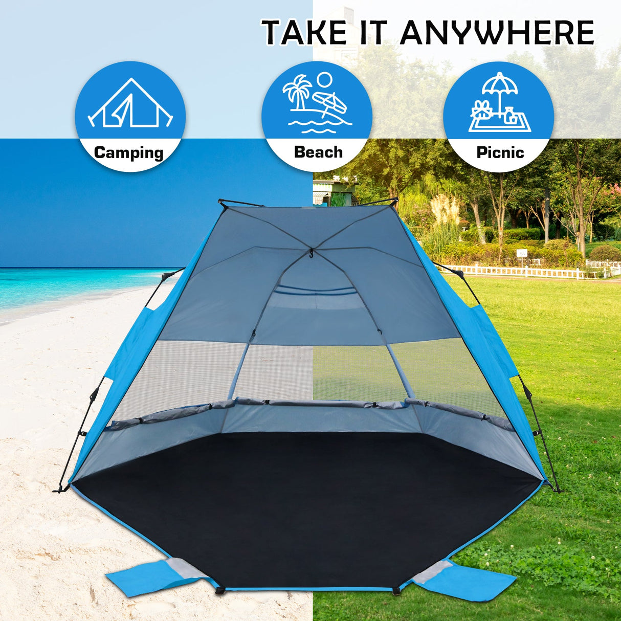 EAGLE PEAK Instant Beach Tent, Sunshade with Windows - Eagle Peak Canopy and Outdoor Products