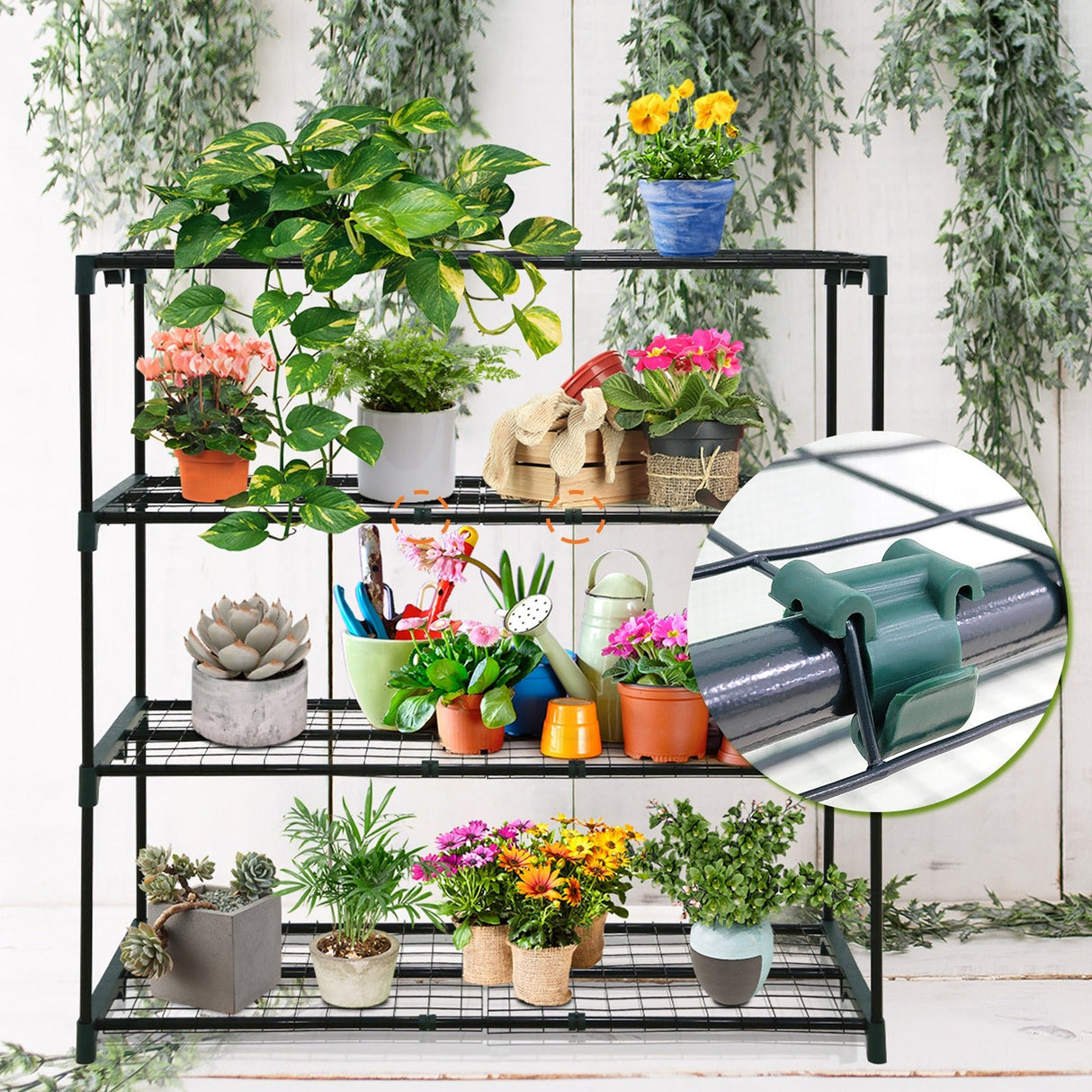 EAGLE PEAK Plastic Greenhouse Shelf Clips for 0.63 inch Tube, Pack of 32, Staging Shelf Rack Buckles - Eagle Peak Canopy and Outdoor Products
