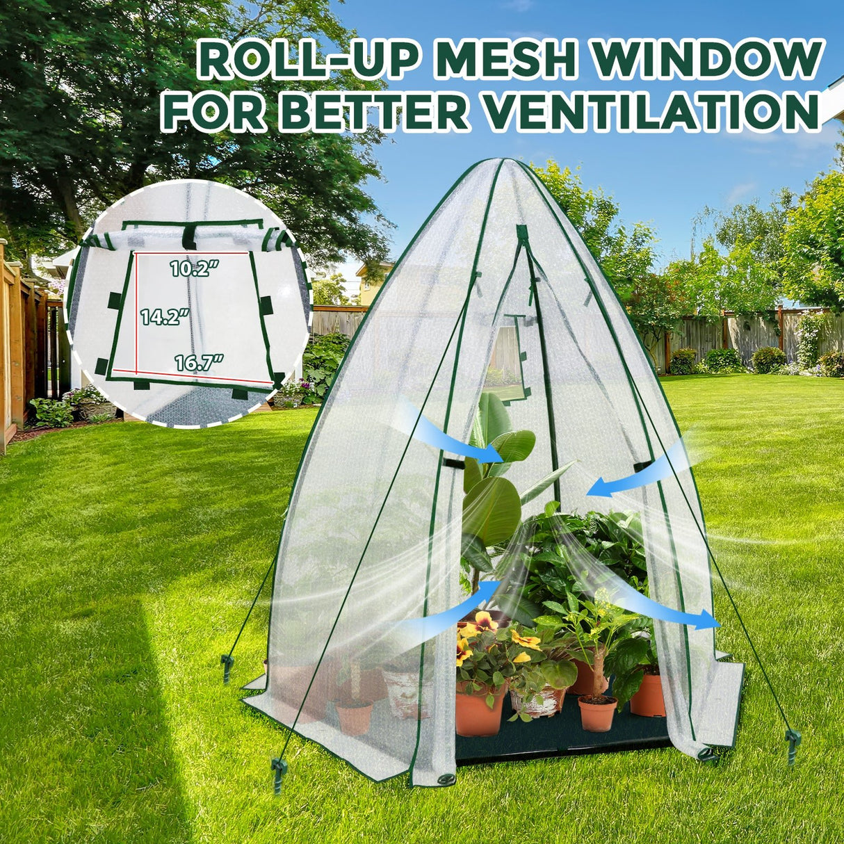 EAGLE PEAK Portable Mini Dome Greenhouse,63”x63”x72”, Bubble Film Cover - Eagle Peak Canopy and Outdoor Products