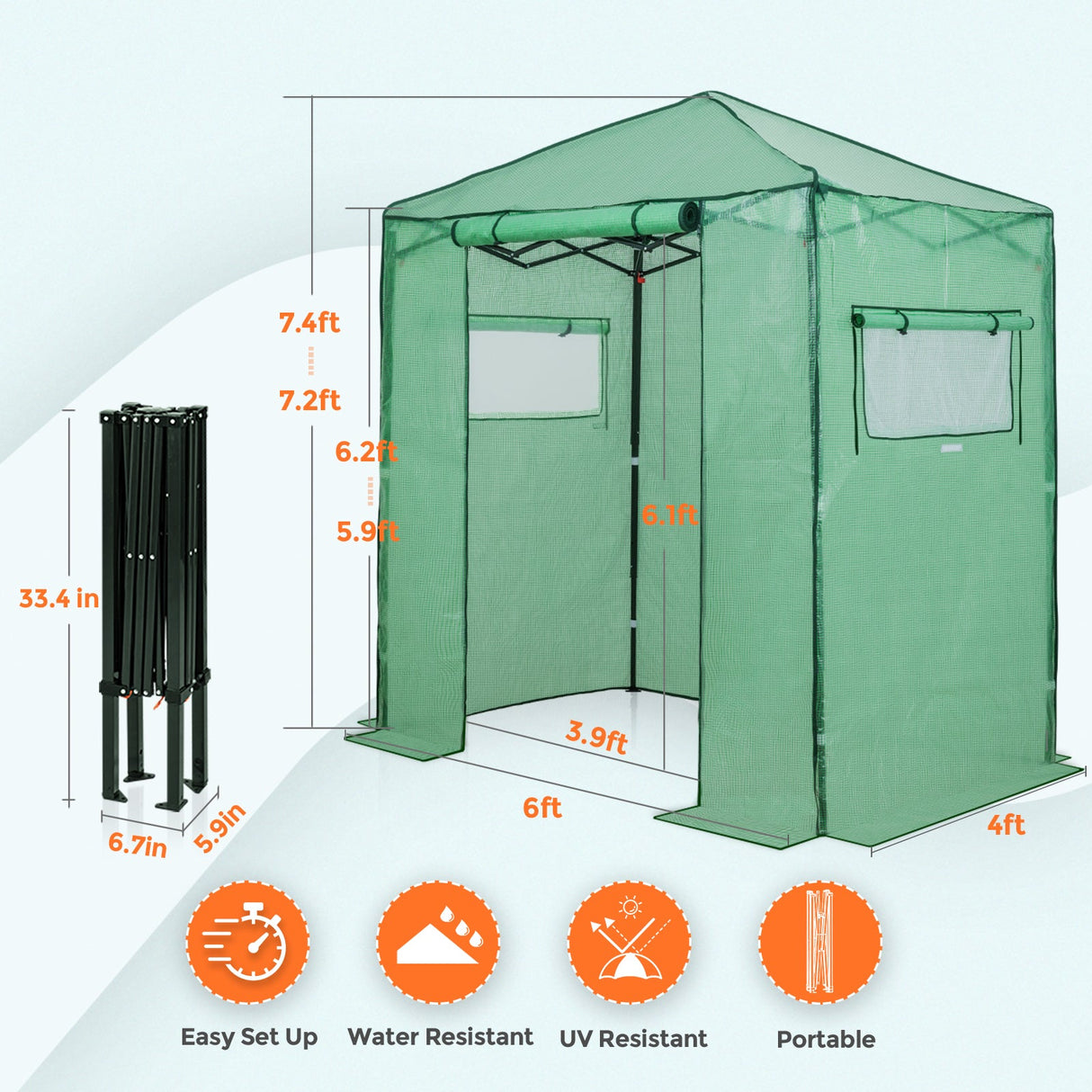 Easy Fast Setup Instant 6x4 Walk - in Indoor/Outdoor Greenhouse - Eagle Peak