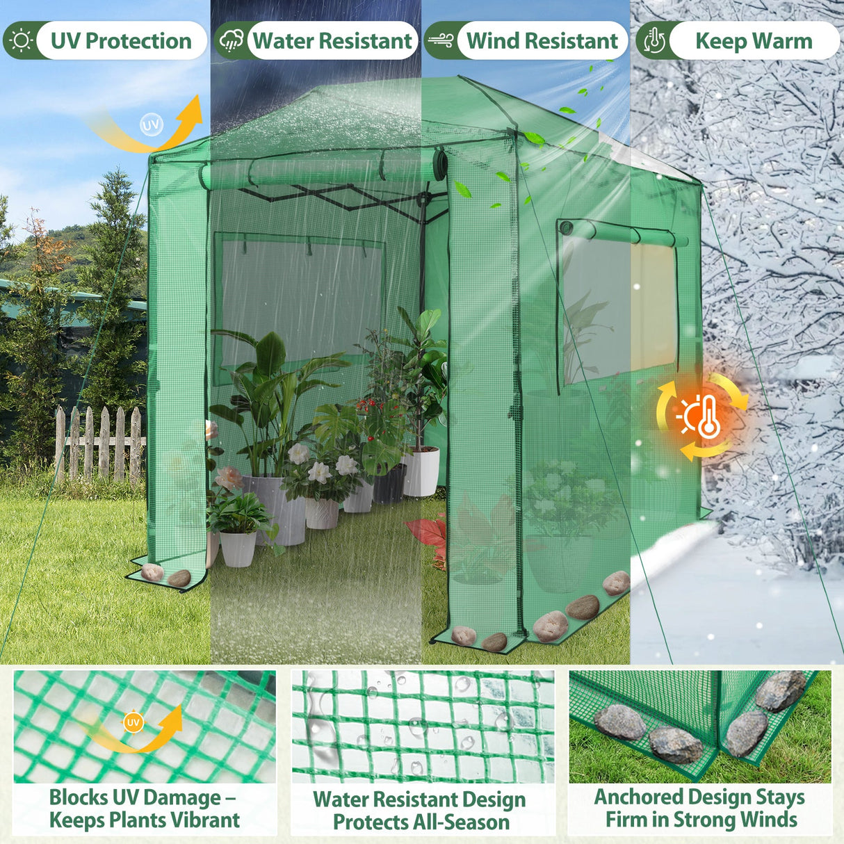 Easy Setup 8x6 Instant Pop Up Greenhouse - Eagle Peak