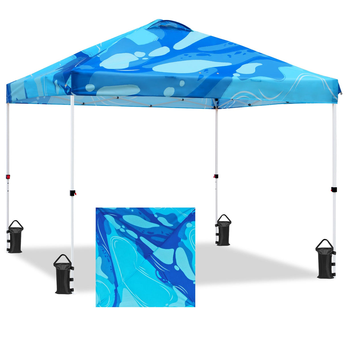 Easy Setup Straight Leg 10x10 Pop Up Canopy Tent Graphix Top w/ 100 sqft of Shade - Eagle Peak Custom Canopy Tent