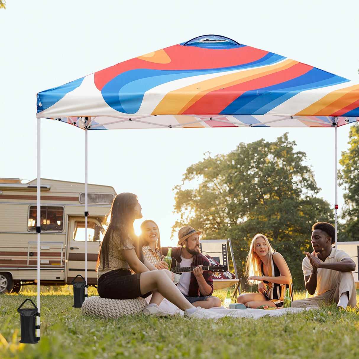 Easy Setup Straight Leg 10x10 Pop Up Canopy Tent Graphix Top w/ 100 sqft of Shade - Eagle Peak Custom Canopy Tent
