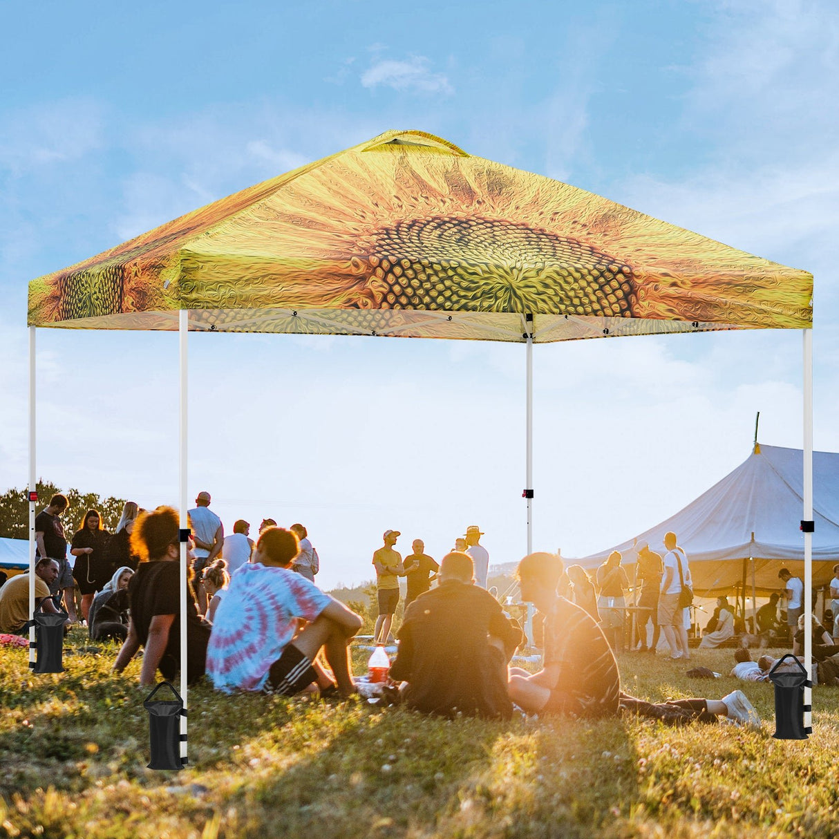 Easy Setup Straight Leg 10x10 Pop Up Canopy Tent Graphix Top w/ 100 sqft of Shade - Eagle Peak Custom Canopy Tent