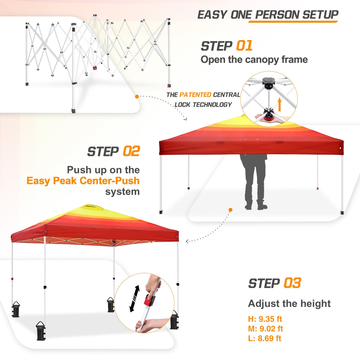 Easy Setup Straight Leg 10x10 Pop Up Canopy Tent Graphix Top w/ 100 sqft of Shade - Eagle Peak Custom Canopy Tent