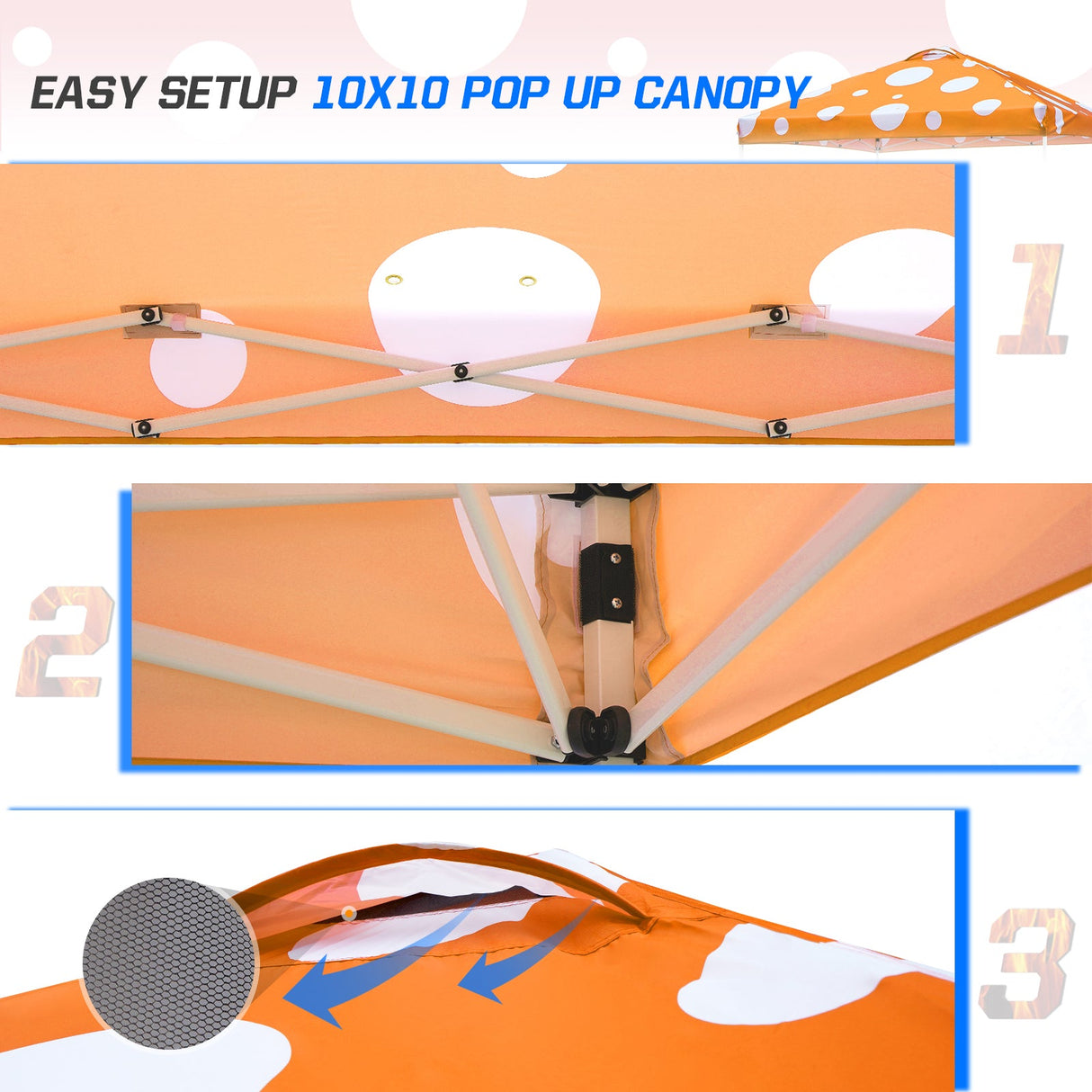 Easy Setup Straight Leg 10x10 Pop Up Canopy Tent Graphix Top w/ 100 sqft of Shade - Eagle Peak Custom Canopy Tent
