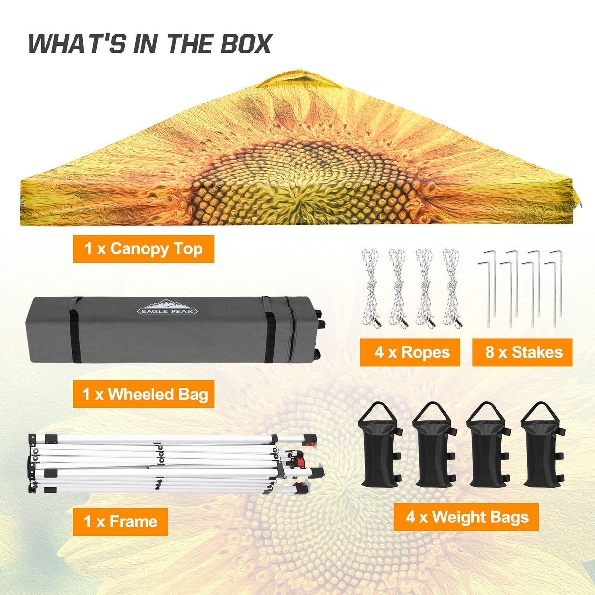 Easy Setup Straight Leg 10x10 Pop Up Canopy Tent Graphix Top w/ 100 sqft of Shade - Eagle Peak Custom Canopy Tent