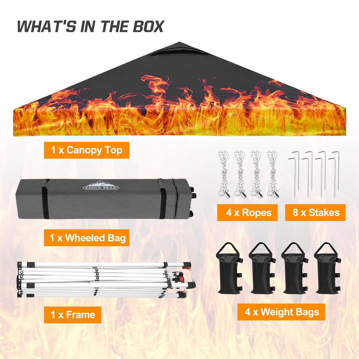 Easy Setup Straight Leg 10x10 Pop Up Canopy Tent Graphix Top w/ 100 sqft of Shade - Eagle Peak Custom Canopy Tent