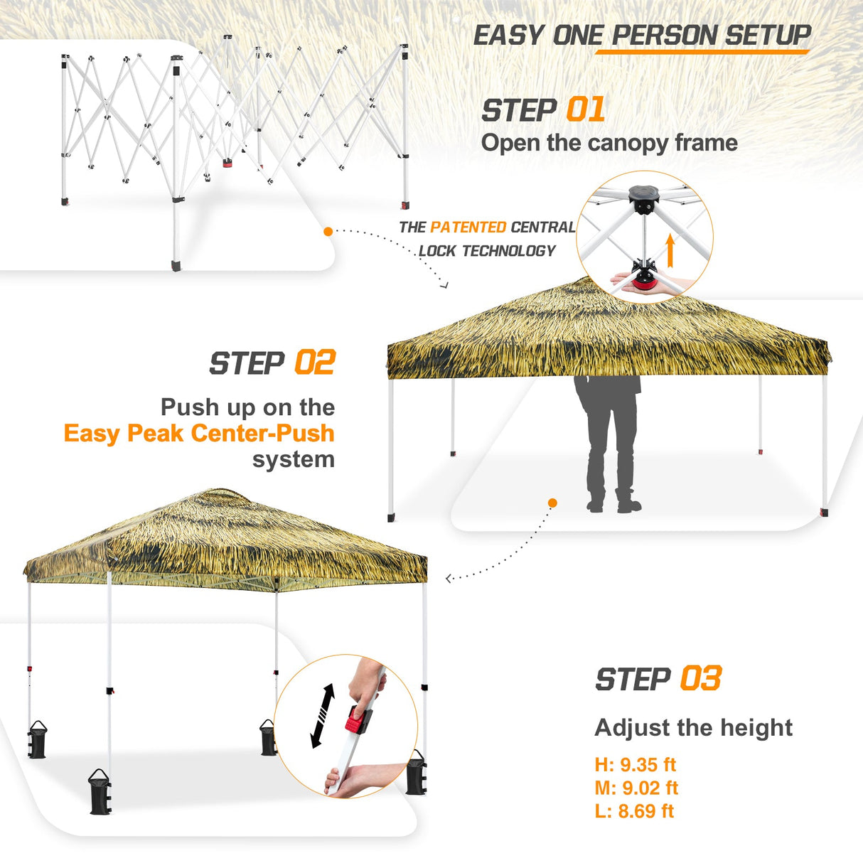Easy Setup Straight Leg 10x10 Pop Up Canopy Tent Graphix Top w/ 100 sqft of Shade - Eagle Peak Custom Canopy Tent