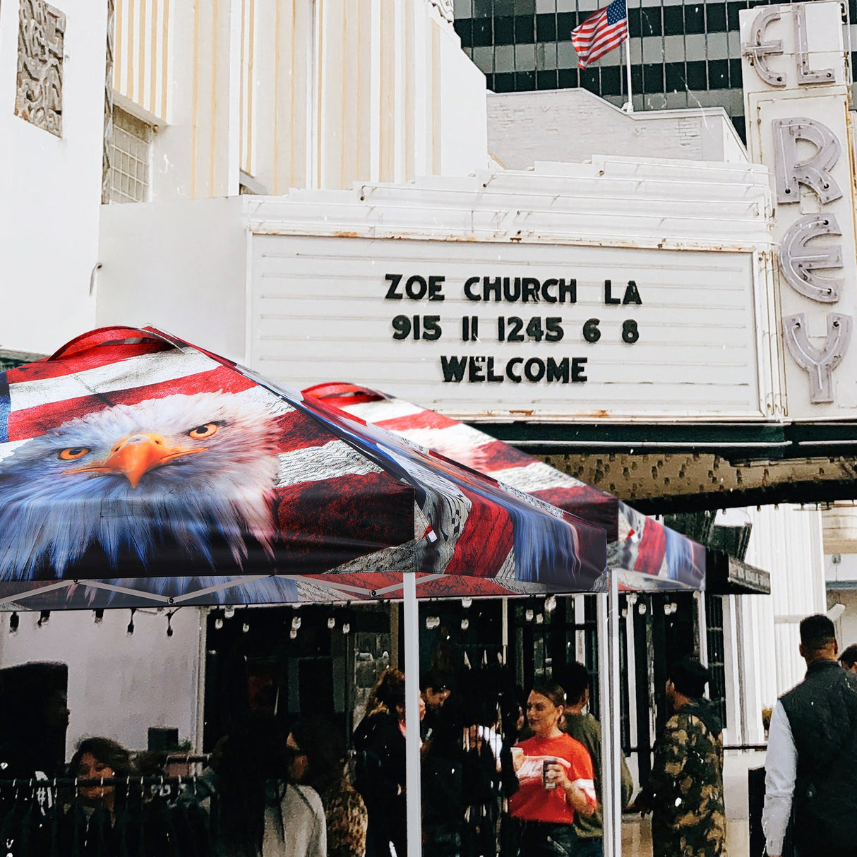 Easy Setup Straight Leg 10x10 Pop Up Canopy Tent Graphix Top w/ 100 sqft of Shade - Eagle Peak Custom Canopy Tent