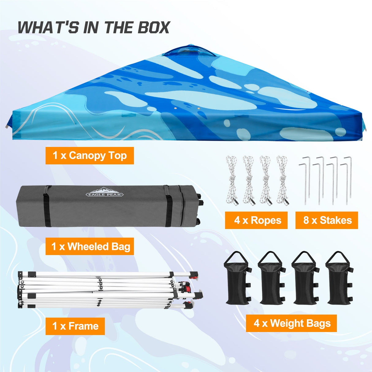 Easy Setup Straight Leg 10x10 Pop Up Canopy Tent Graphix Top w/ 100 sqft of Shade - Eagle Peak Custom Canopy Tent