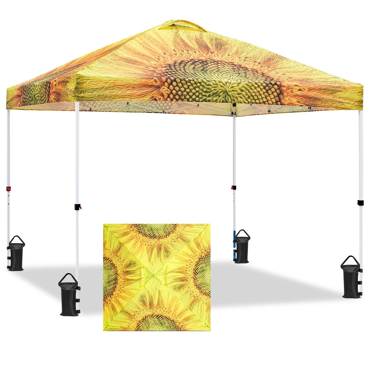 Easy Setup Straight Leg 10x10 Pop Up Canopy Tent Graphix Top w/ 100 sqft of Shade - Eagle Peak Custom Canopy Tent