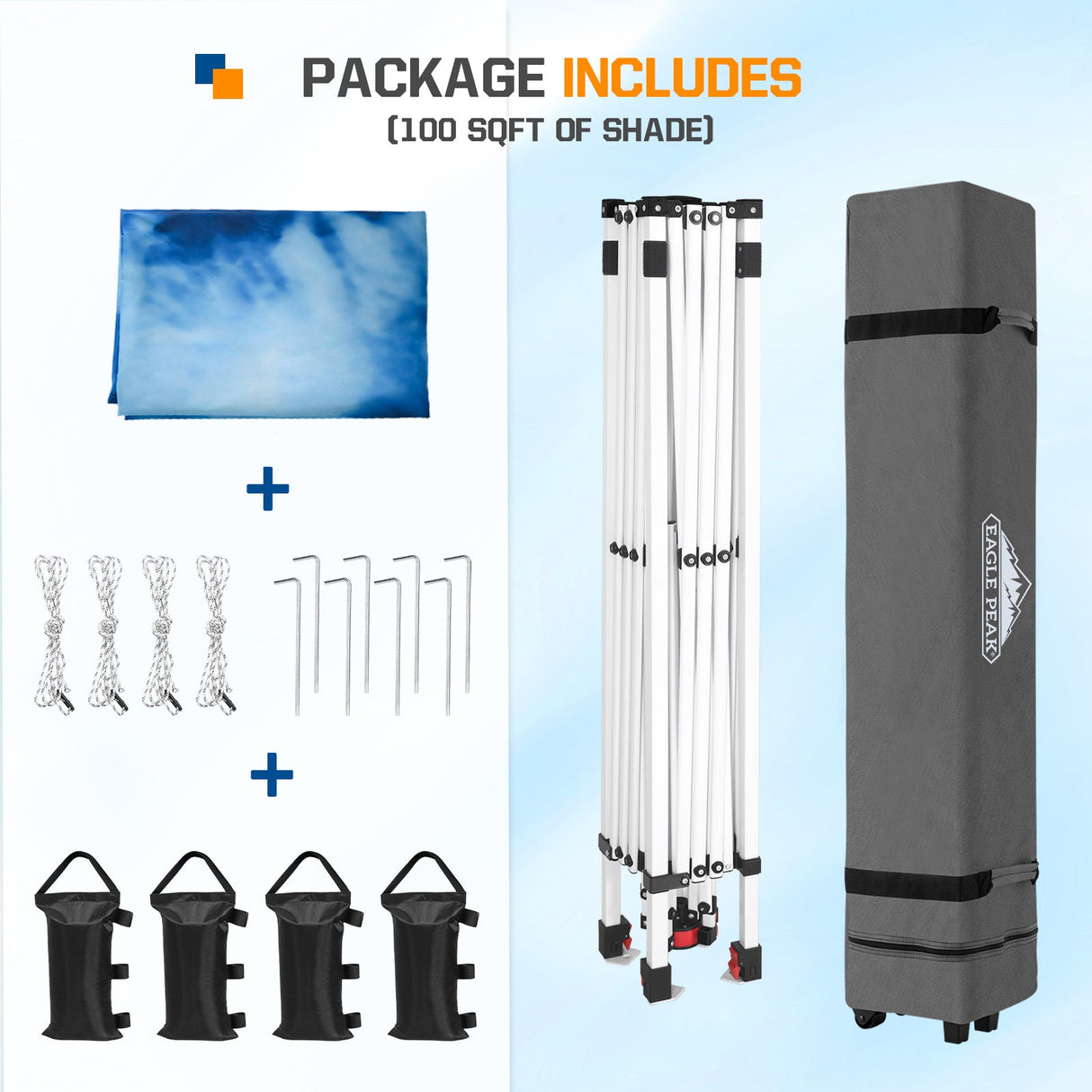 Easy Setup Straight Leg 10x10 Pop Up Canopy Tent Graphix Top w/ 100 sqft of Shade - Eagle Peak Custom Canopy Tent