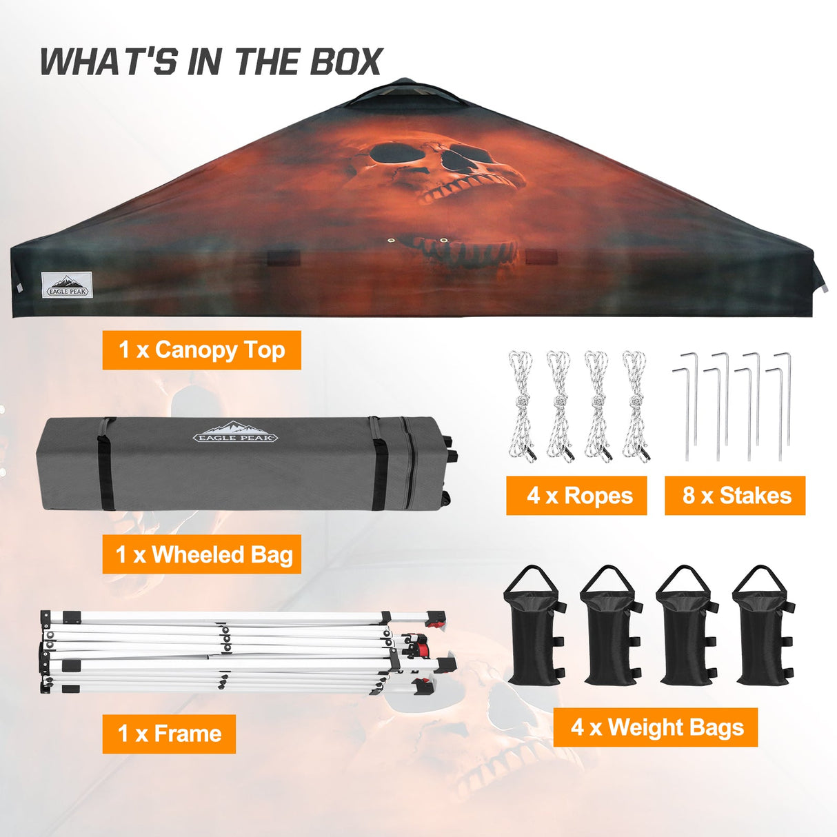 Easy Setup Straight Leg 10x10 Pop Up Canopy Tent Graphix Top w/ 100 sqft of Shade - Eagle Peak Custom Canopy Tent