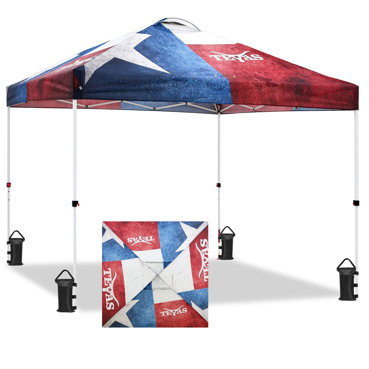 Easy Setup Straight Leg 10x10 Pop Up Canopy Tent Graphix Top w/ 100 sqft of Shade - Eagle Peak Custom Canopy Tent