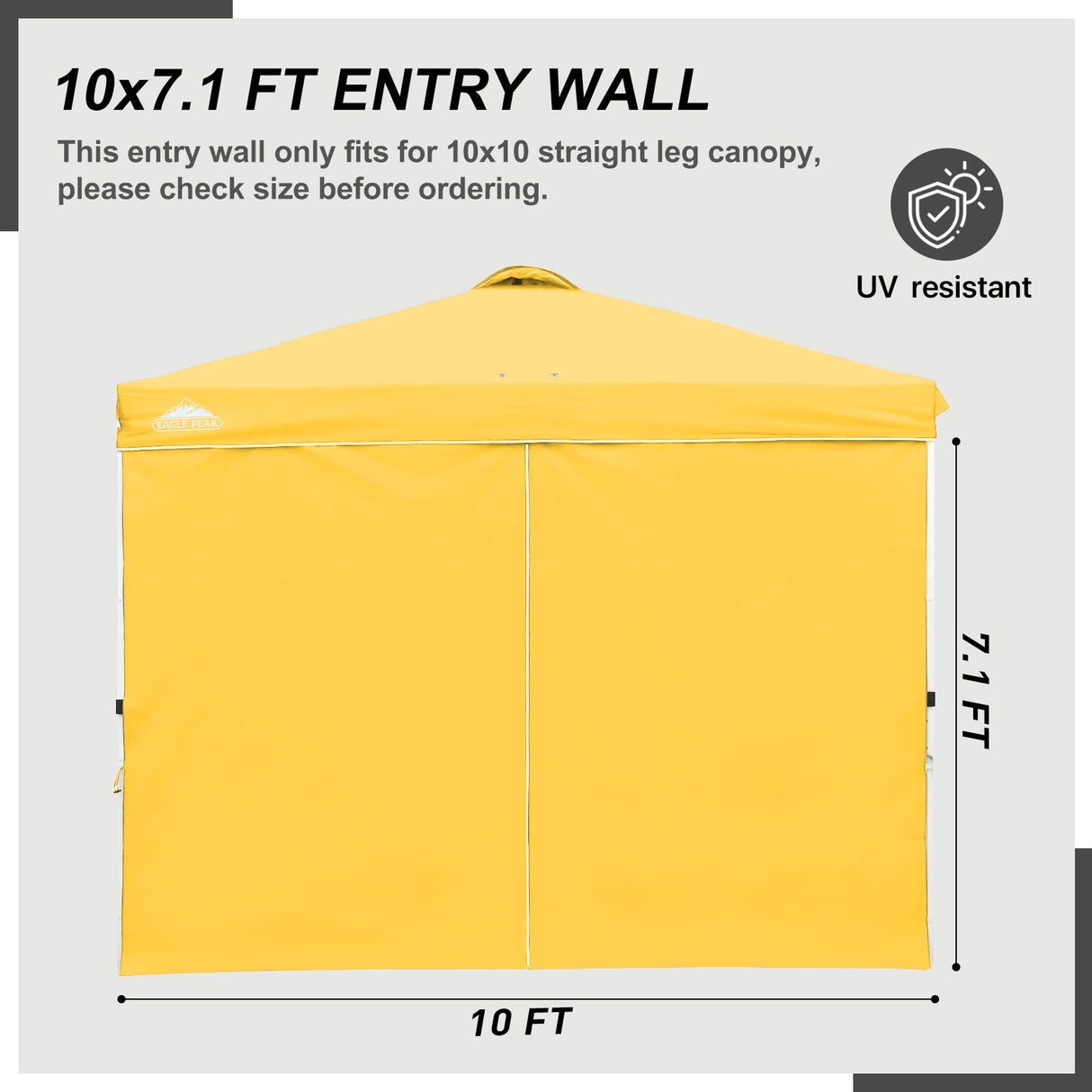 Entry Wall Panel with Zipper for 10x10 Straight Leg Canopy only, 1 Sidewall - Eagle Peak Custom Canopy Tent