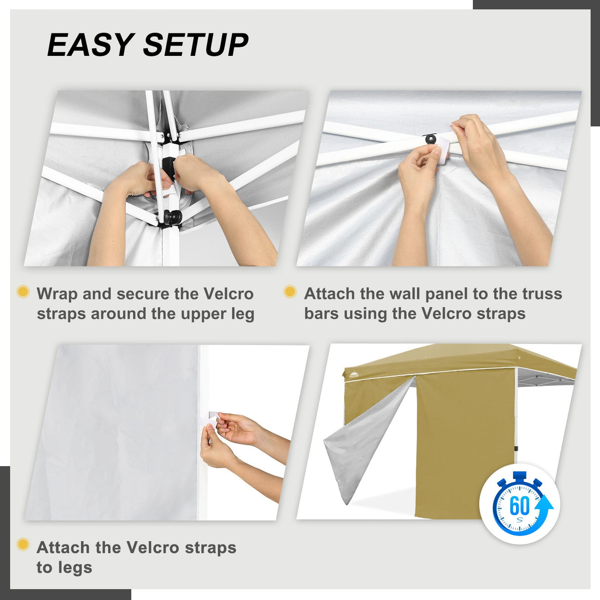 Entry Wall Panel with Zipper for 10x10 Straight Leg Canopy only, 1 Sidewall - Eagle Peak Custom Canopy Tent