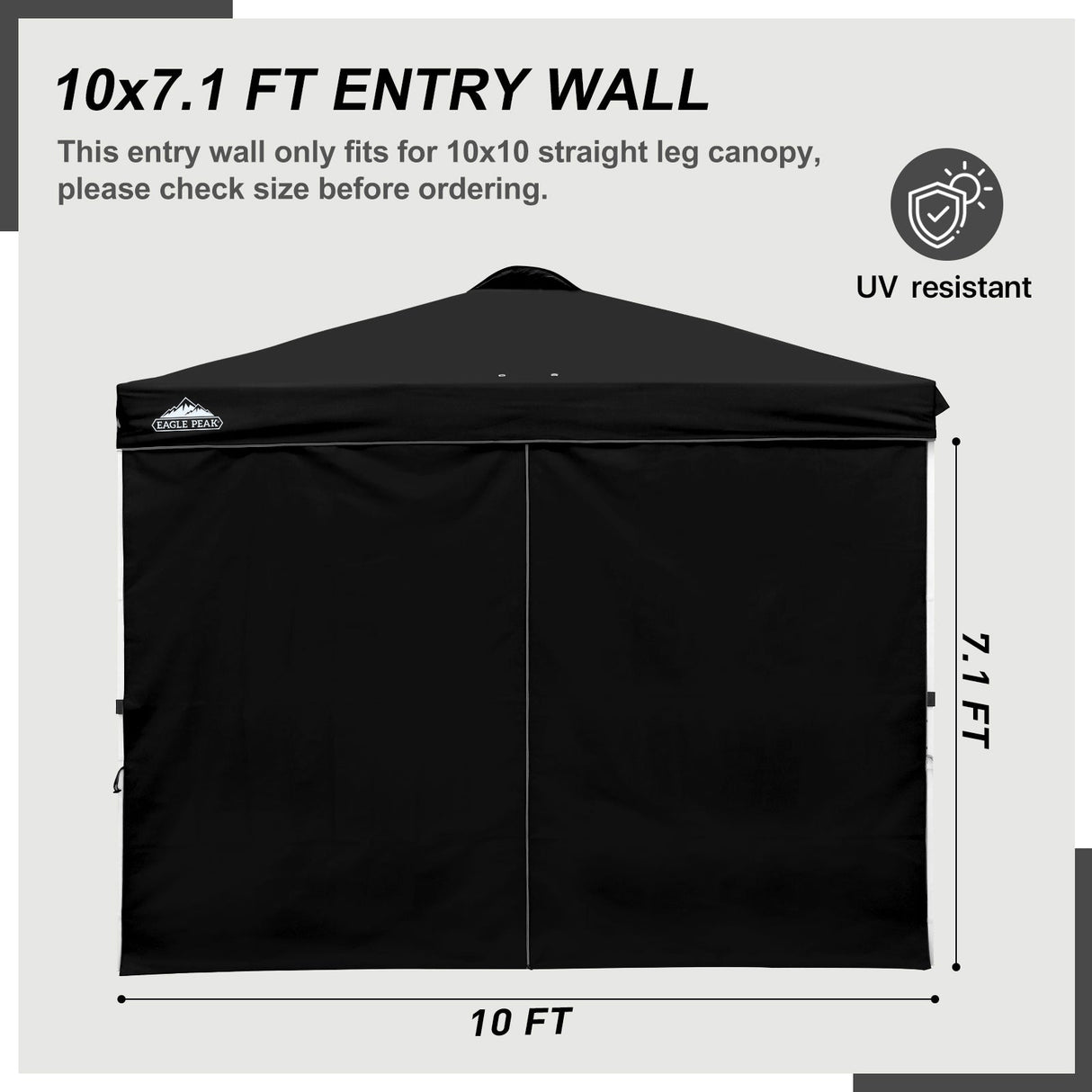 Entry Wall Panel with Zipper for 10x10 Straight Leg Canopy only, 1 Sidewall - Eagle Peak Custom Canopy Tent