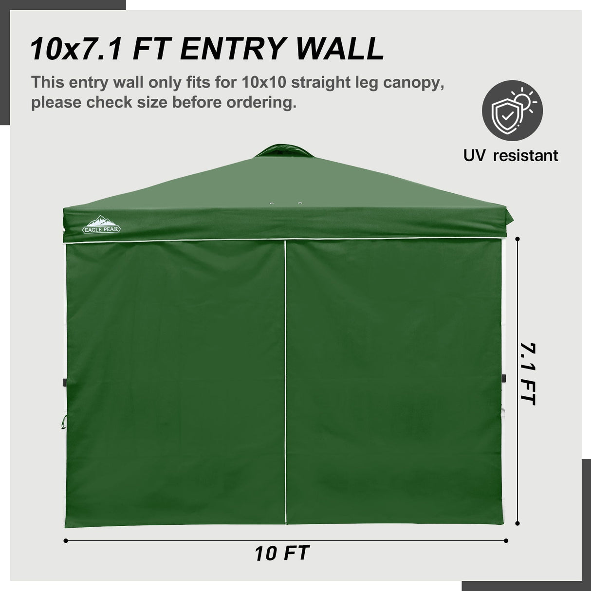 Entry Wall Panel with Zipper for 10x10 Straight Leg Canopy only, 1 Sidewall - Eagle Peak Custom Canopy Tent
