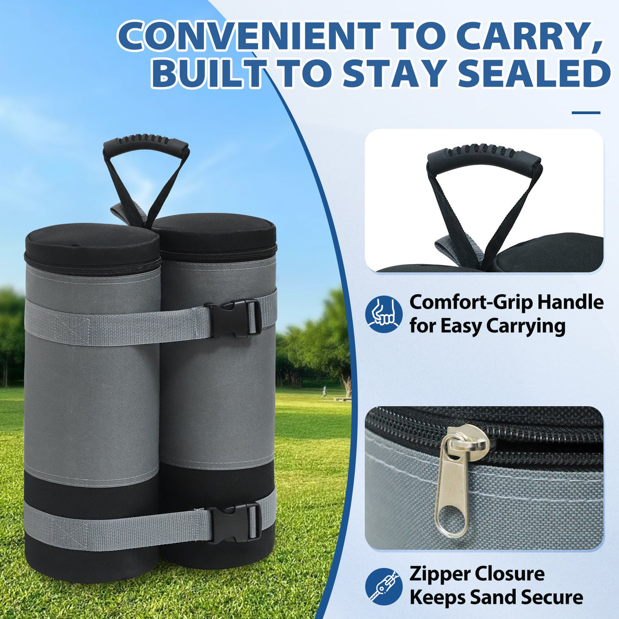 Extra Large Sandbags 180 lbs for Canopy Tent, Set of 4/6, Gray - Eagle Peak Custom Canopy Tent