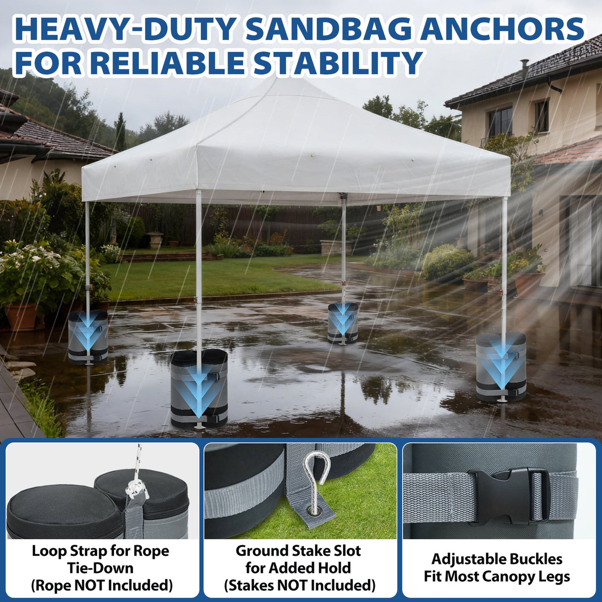 Extra Large Sandbags 180 lbs for Canopy Tent, Set of 4/6, Gray - Eagle Peak Custom Canopy Tent