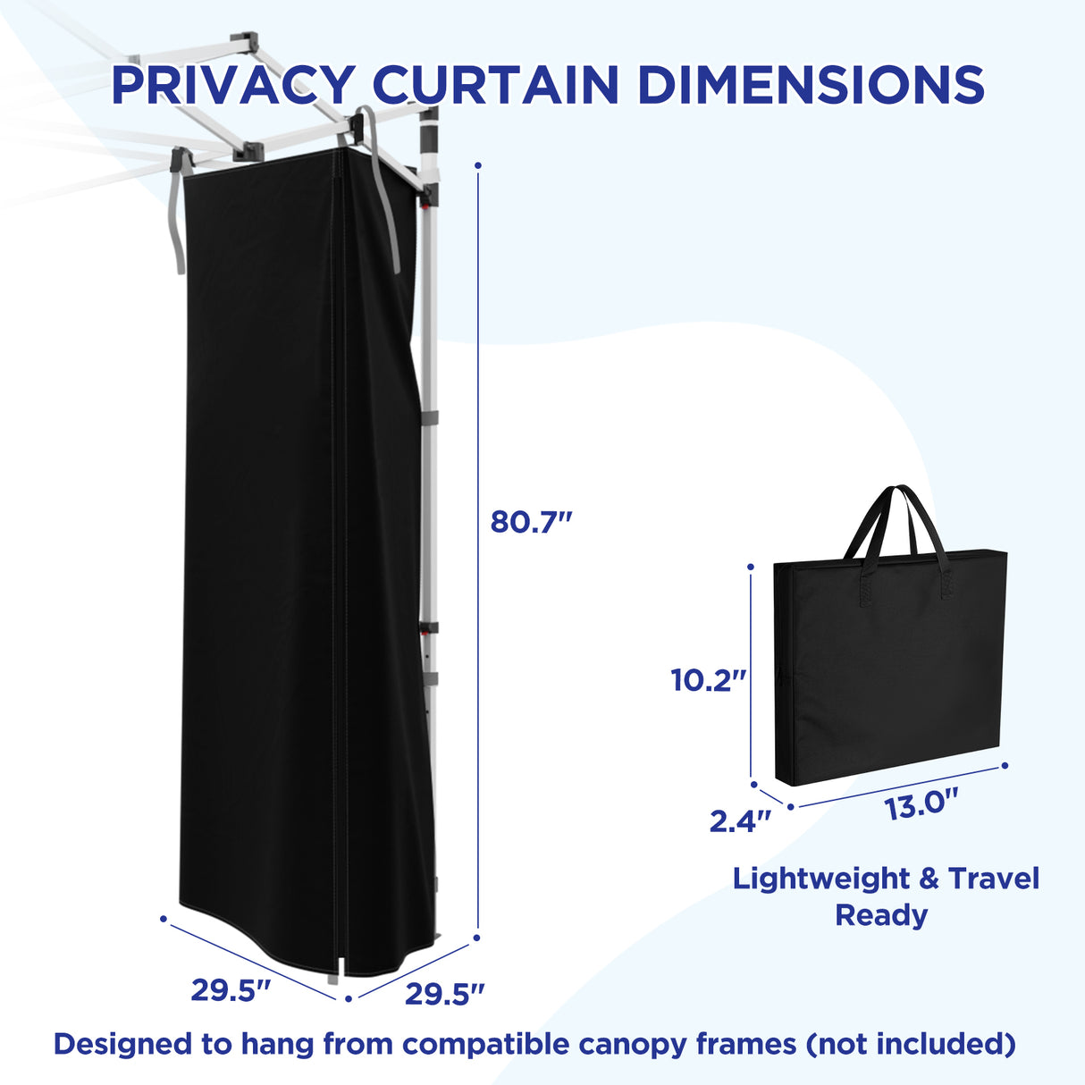 Portable Privacy Tent Hanging Privacy Curtain, Square/Triangular, Black