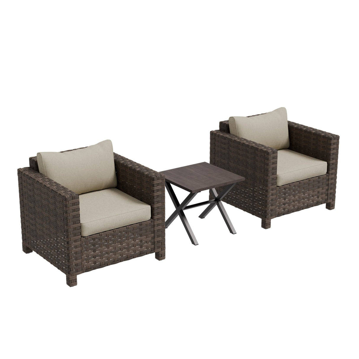 Harbor Haven 3 PCS Wicker Patio Bistro Set, Outdoor Chairs & Side Table - Eagle Peak Custom Canopy Tent
