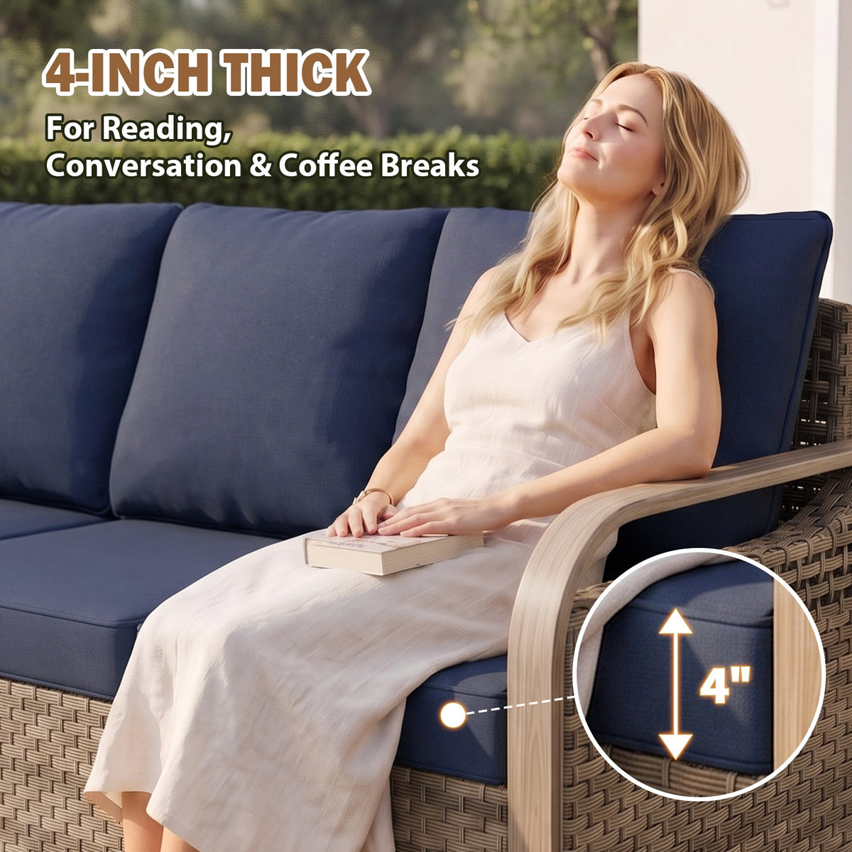 Modern Wicker 3 Piece Outdoor Patio Furniture Set, a 3-Seat Loveseat and 2 Ottomans - Eagle Peak®