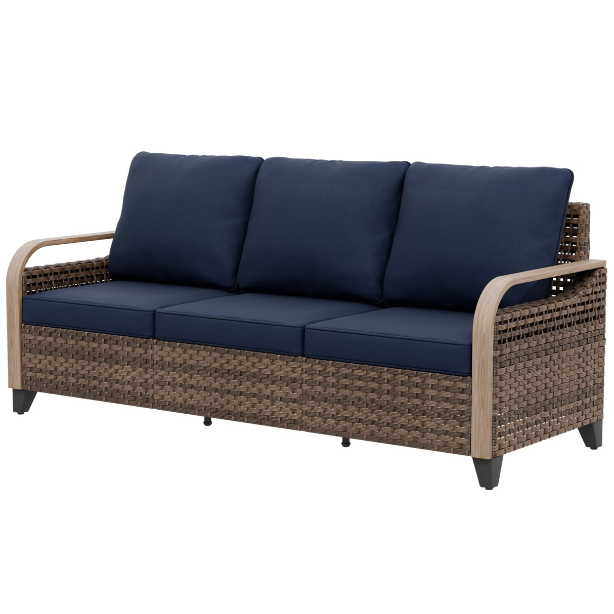 Modern Wicker Outdoor Patio 3 Seat Sofa, Brown/Gray - Eagle Peak Custom Canopy Tent