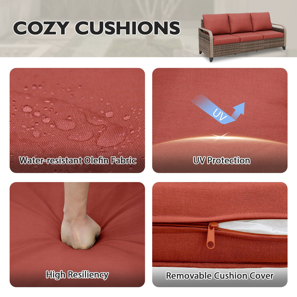 Modern Wicker Outdoor Patio Furniture Set,2 Patio Chairs, 3 - Seat Loveseat and Coffee Table, 4 Pieces, Brown/Gray - Eagle Peak Custom Canopy Tent