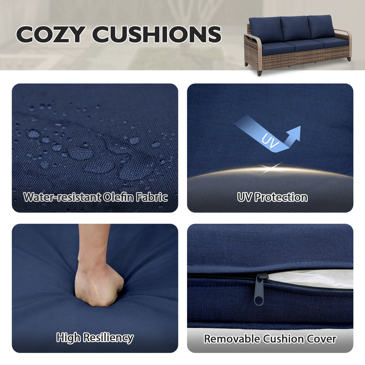 Modern Wicker Outdoor Patio Furniture Set,2 Patio Chairs, 3 - Seat Loveseat and Coffee Table, 4 Pieces, Brown/Gray - Eagle Peak Custom Canopy Tent